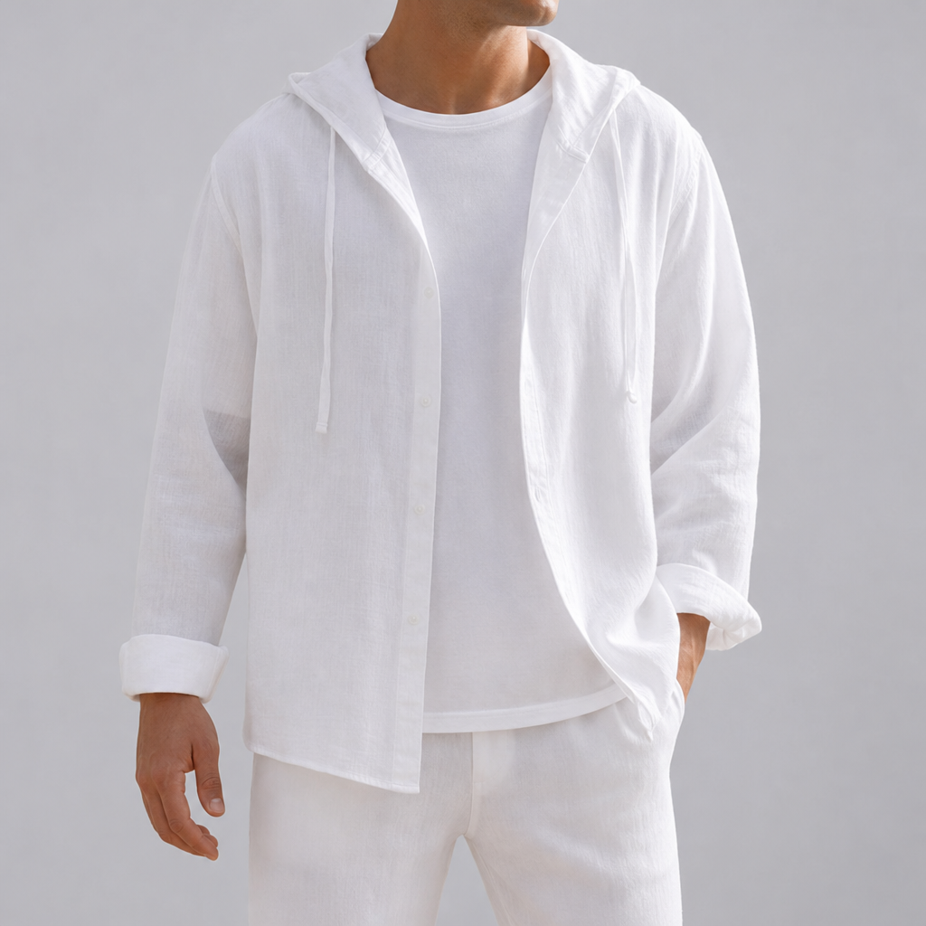 Ston Striped Hooded Linen Shirt