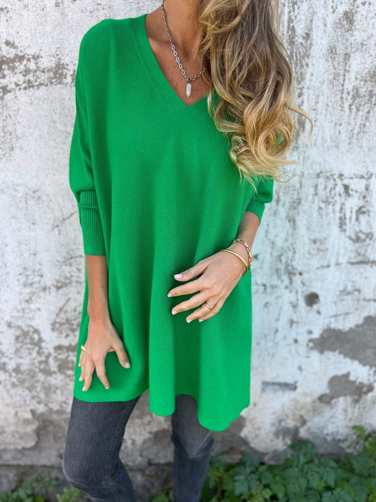Althea | Oversized V-Neck Tunic Sweater