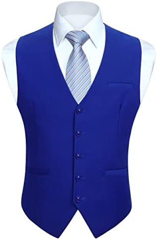Men’s Plain Formal Waistcoat with V-Neck and Welt Pockets – Classic Buttoned Suit Vest for Weddings and Business Wear