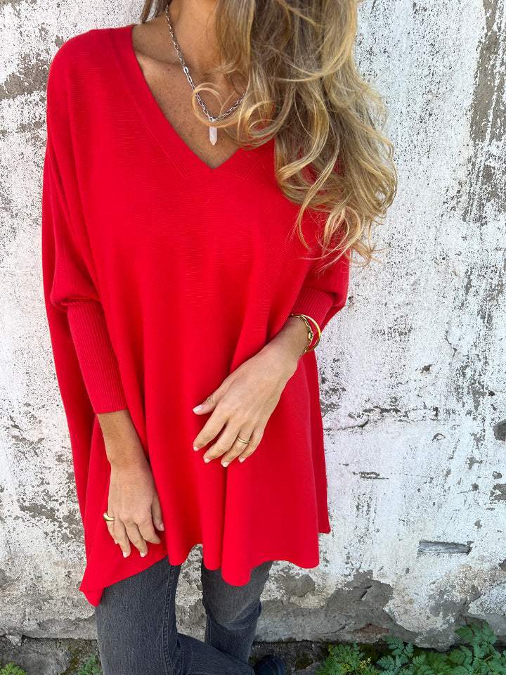 Althea | Oversized V-Neck Tunic Sweater