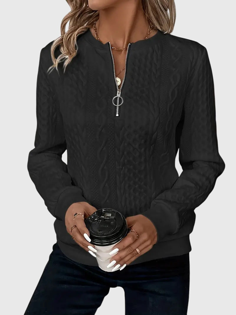 Casimira | Cable Knit Quarter-Zip Sweater