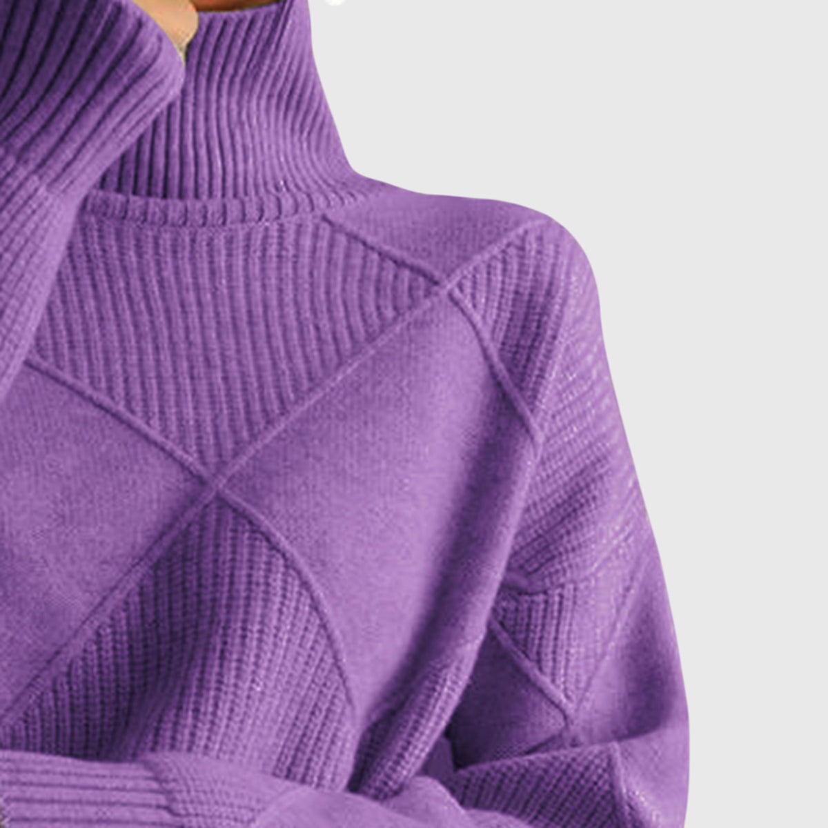Wrenna | Roll Neck Diagonal Seam Detail Turtleneck Sweater