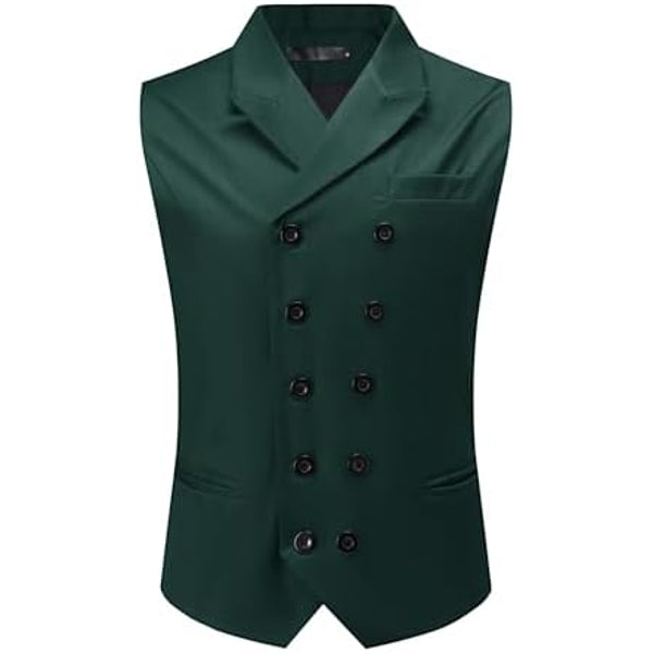 Men’s Double-Breasted Suit Waistcoat with Notched Lapels – Regular Fit Formal Style