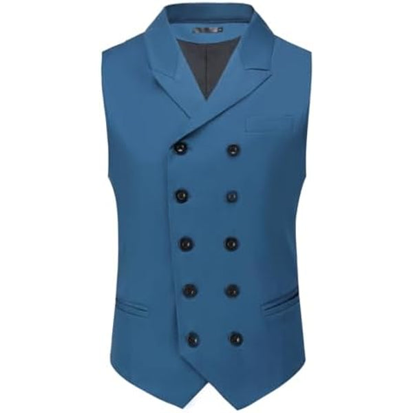Men’s Double-Breasted Suit Waistcoat with Notched Lapels – Regular Fit Formal Style