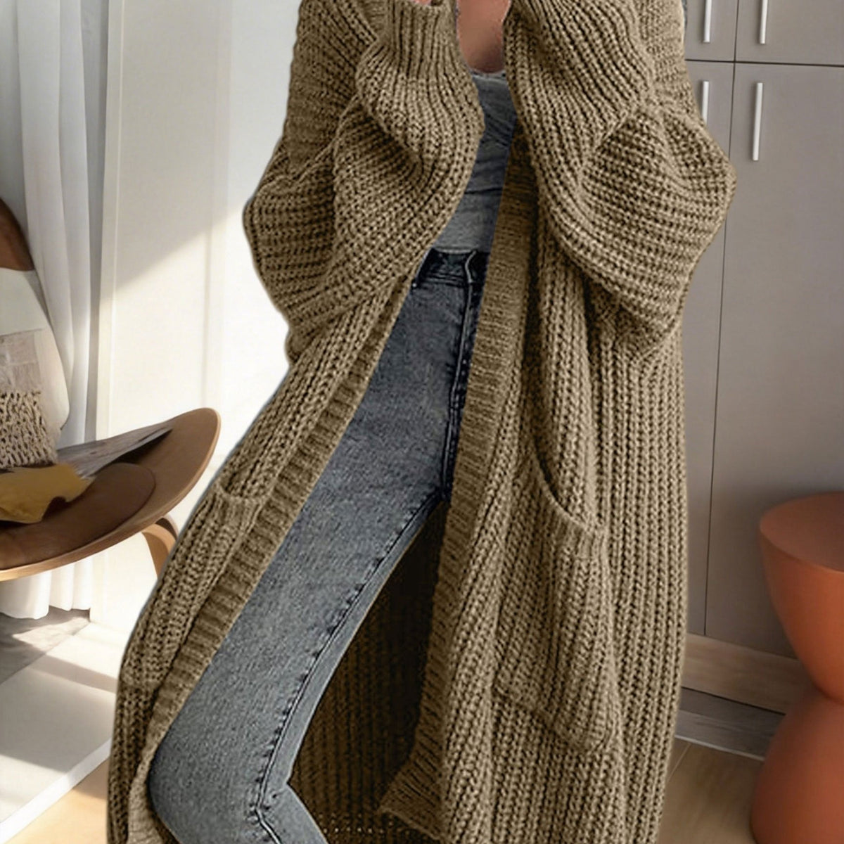 Noelle | Oversized Longline Duster Pockets Cardigan