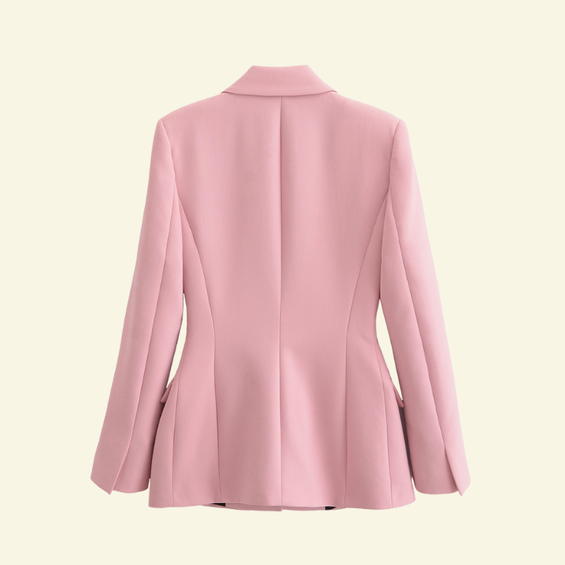 Women’s Tailored Single-Breasted Blazer with Notch Lapels and Flap Pockets – Elegant Satin Finish Jacket for Office and Evening Wear