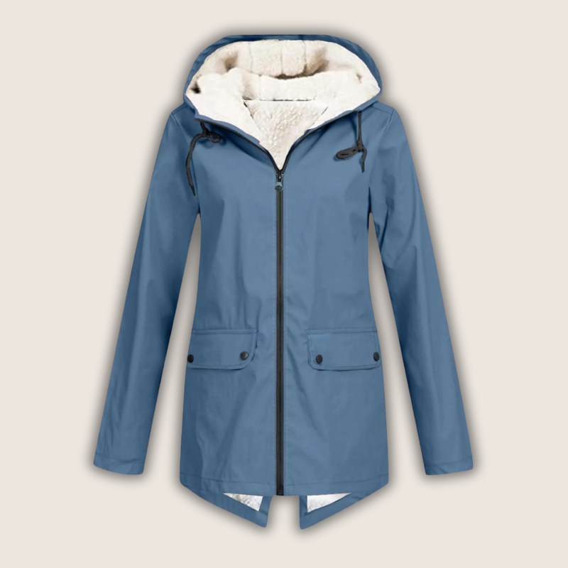 Women's Rain Jacket with Windproof Design and Waterproof Fabric