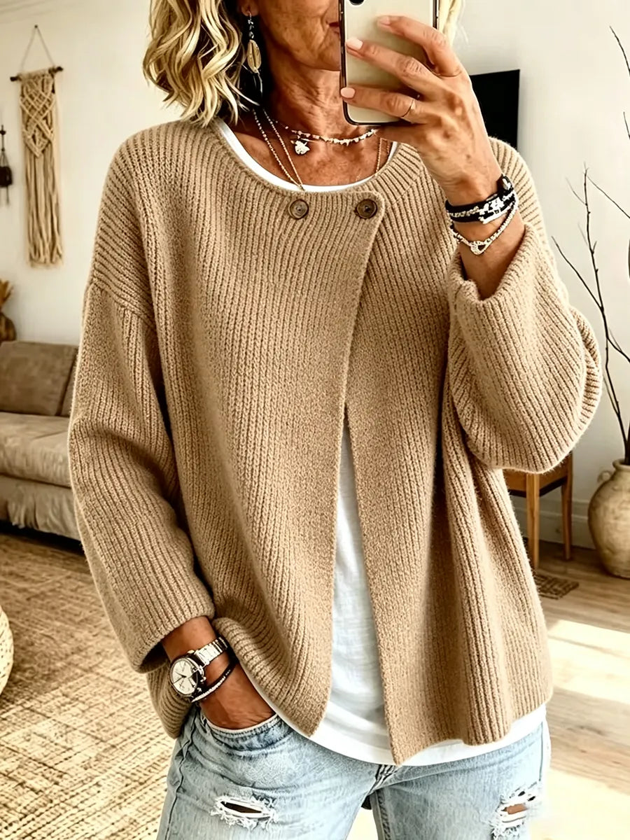 Odalys Stylish Asymmetric Ribbed Cardigan Sweater