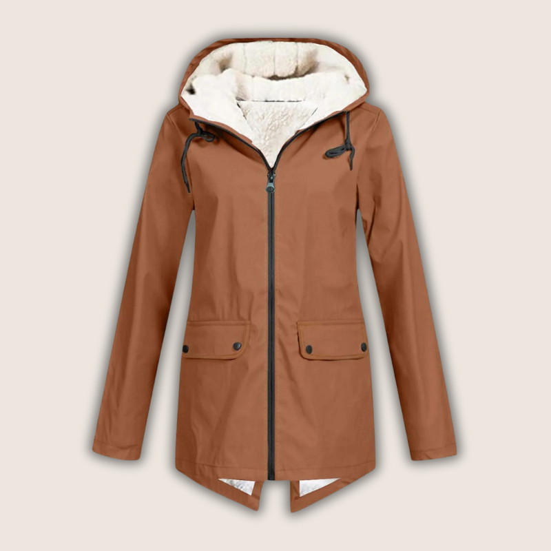 Women's Rain Jacket with Windproof Design and Waterproof Fabric
