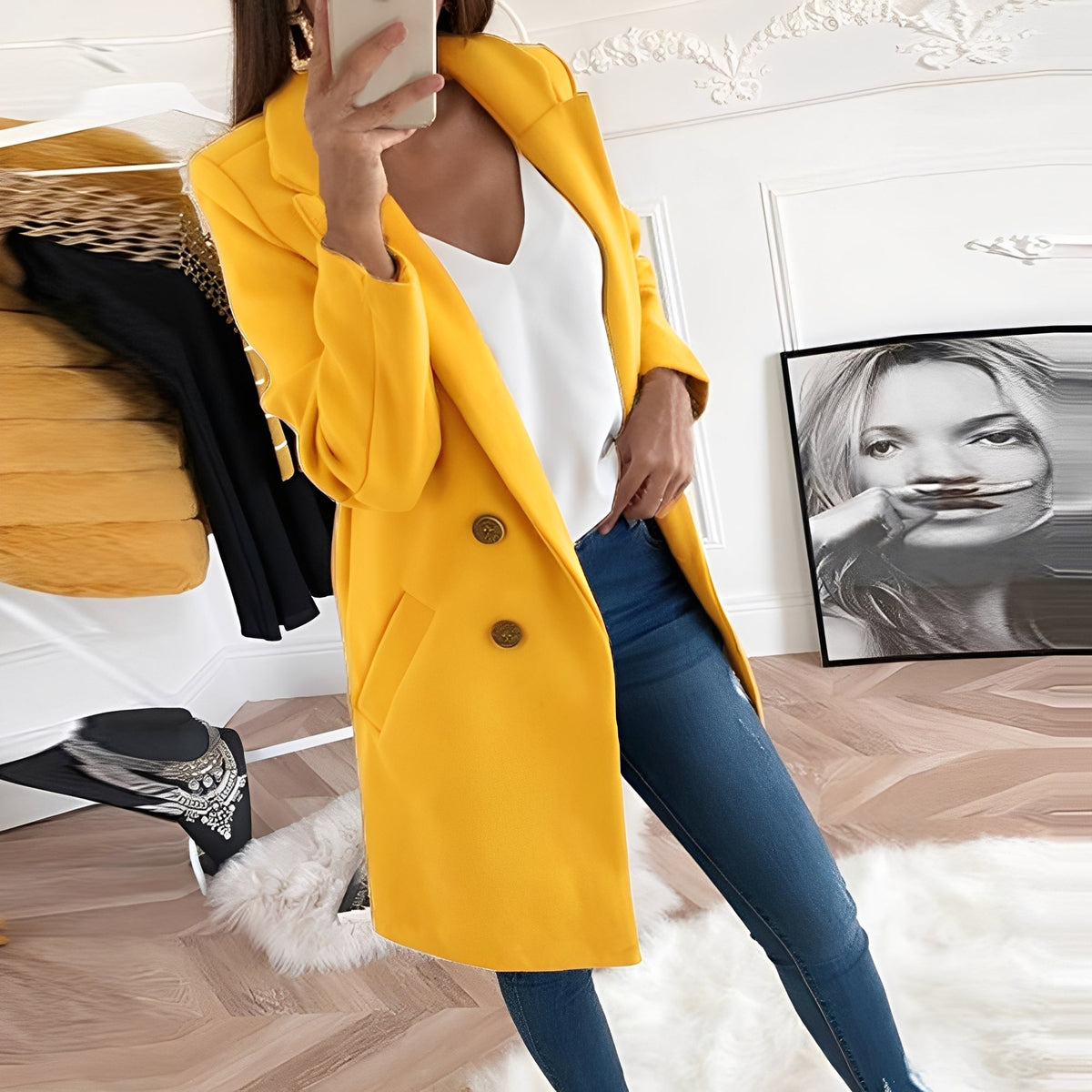 Chantal - Stylish long winter coat women