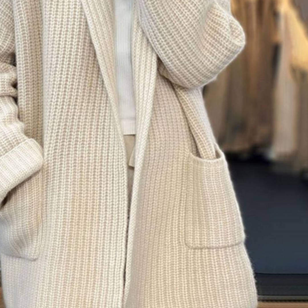 Verona | Knitted Wool Pockets Plus Size Cardigan