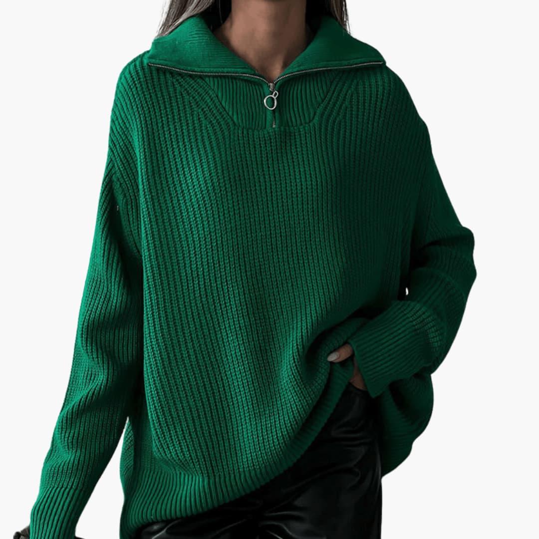 Dahlia | Knit Half-Zip Collar Ribbed Texture Sweater