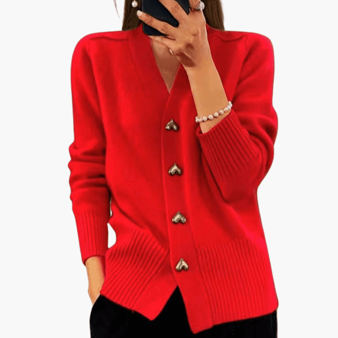 Isolde | Button-Up Heart Button Details Cardigan