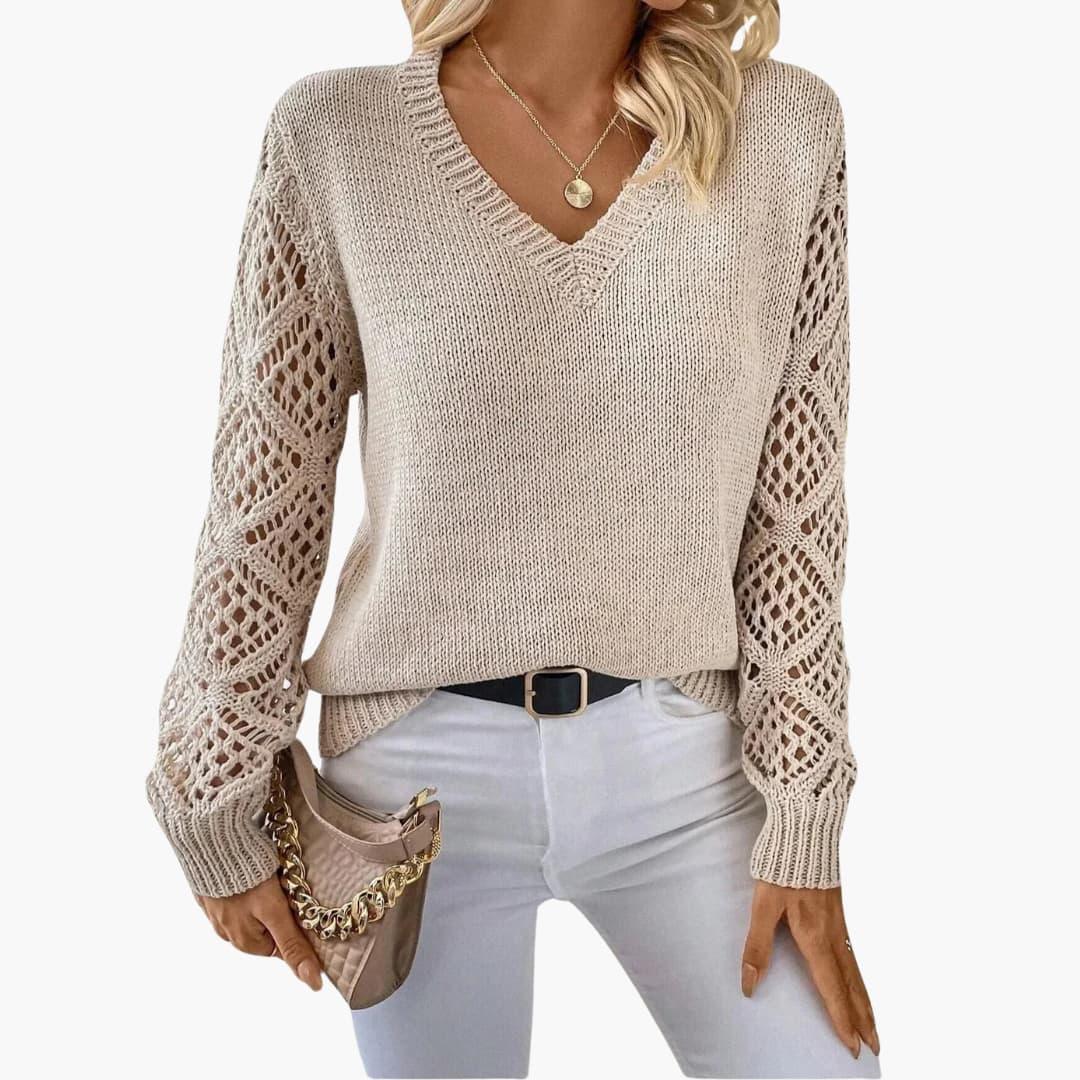 Zinnia | Crochet Sleeve Details Sweater