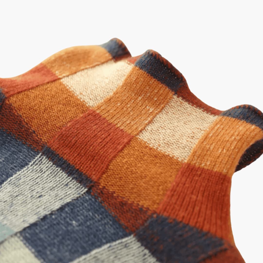Anthea | Patchwork Ribbed Cuffs Turtleneck Sweater