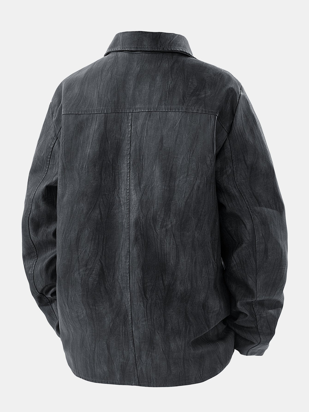 Men's Vintage Textured Faux Leather Jacket – Relaxed Notch Collar Button-Up Outerwear with Zipped Chest Pockets for Smart Casual Wear