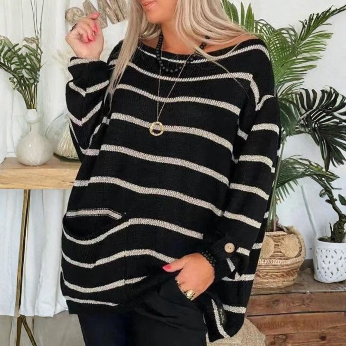 Wren Striped Pocket Sweater