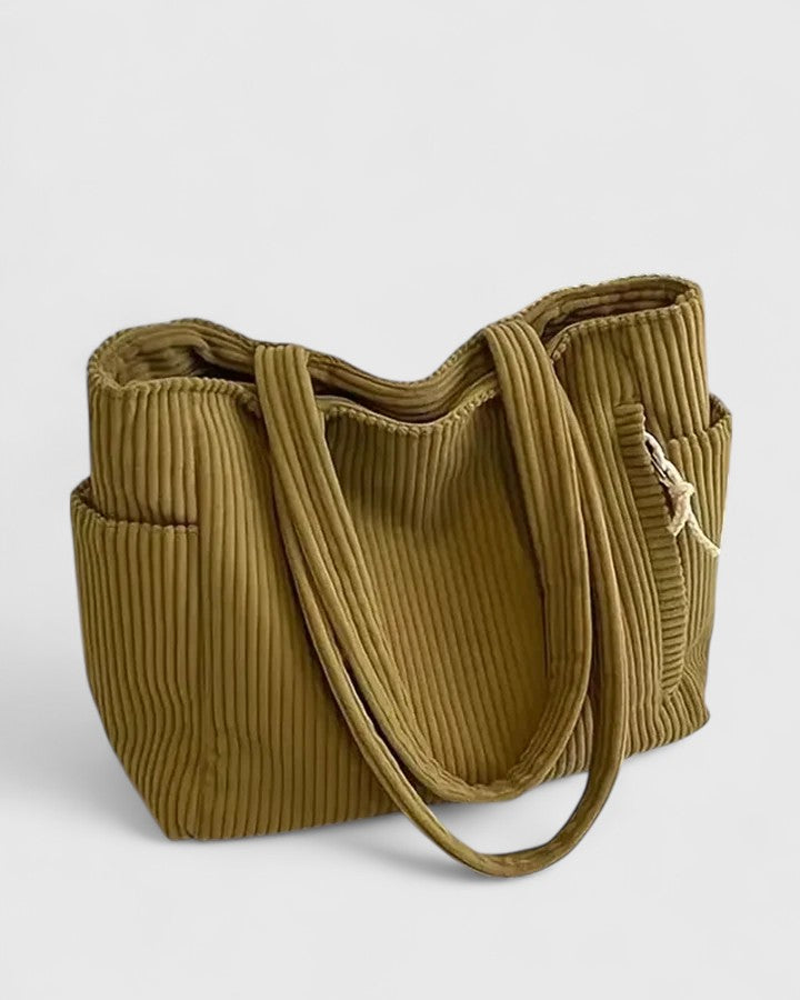 Liorane | Luxurious Ribbed Tote Bag With Cord Detail