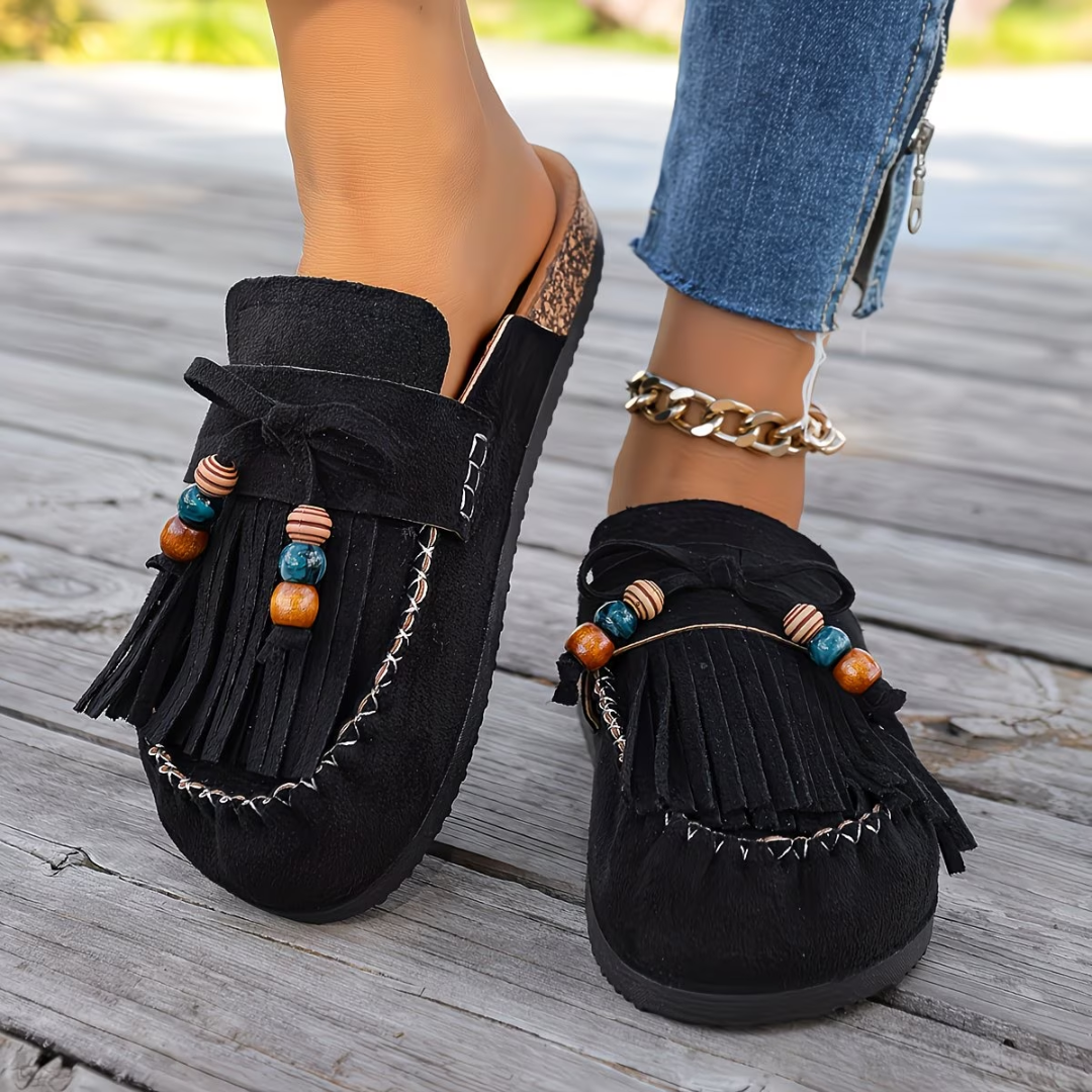 Mehra | Fringe Tassel Slip-On Clogs