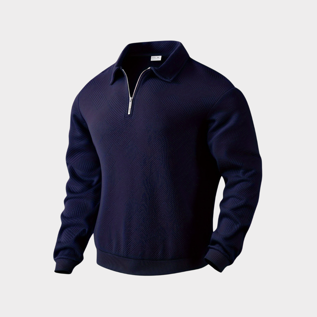 Men's Half-Zip Sweatshirt | Textured Knit Polo Collar