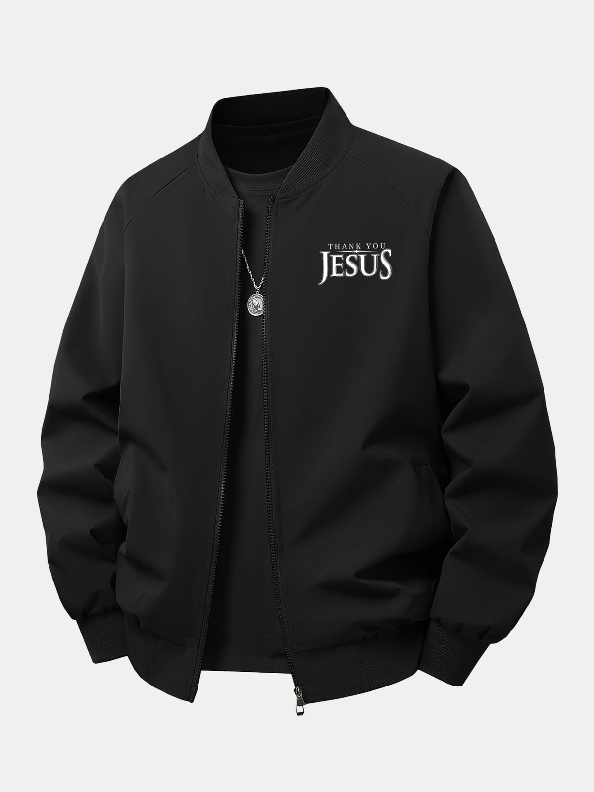 Men's Relaxed Fit Printed Bomber Jacket – Classic Zip-Up Streetwear Outerwear with Ribbed Trims for Autumn and Spring
