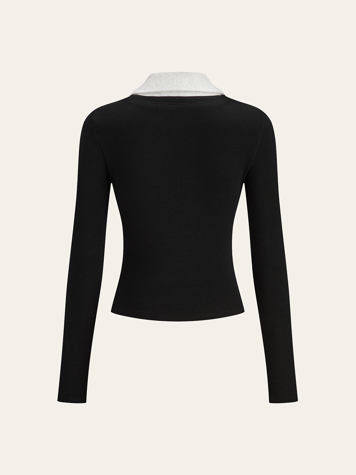 Women's Elegant Collared Ribbed Knit Top with V Neck Detail – Slim Fit Long Sleeve Style for Office and Smart Casual Wear