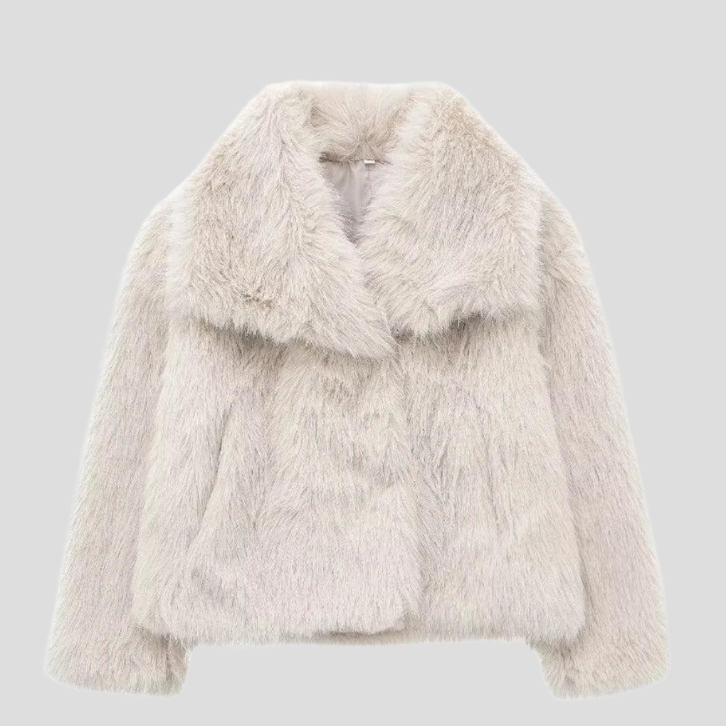 Women’s Faux Fur Jacket with Oversized Collar