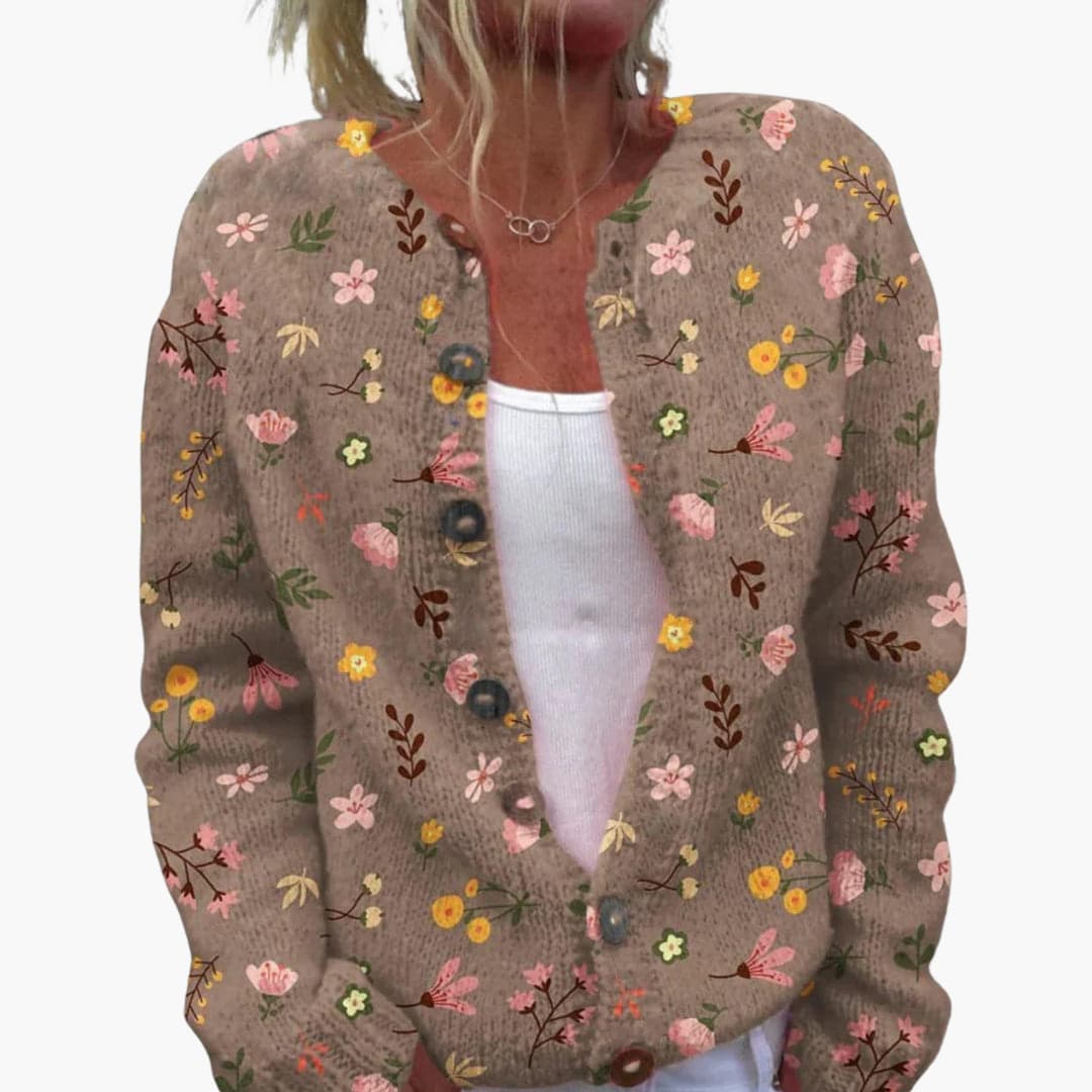 Addison | Floral Ribbed Hem Cardigan