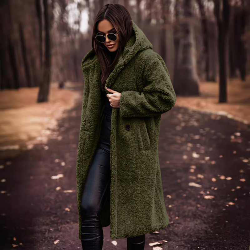 Women's Long Hooded Teddy Coat