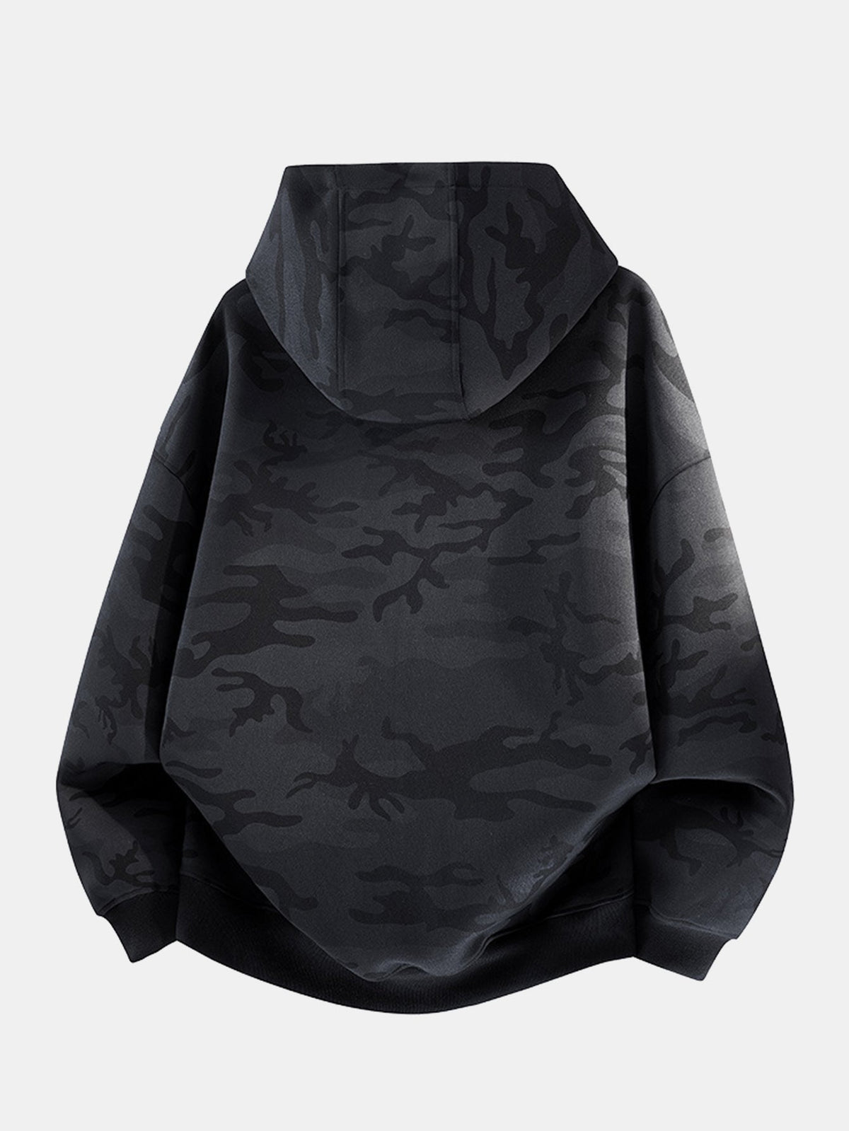Men's Oversized Camouflage Zip-Up Hoodie – Relaxed Hooded Sweatshirt with Dropped Shoulders for Casual Streetwear