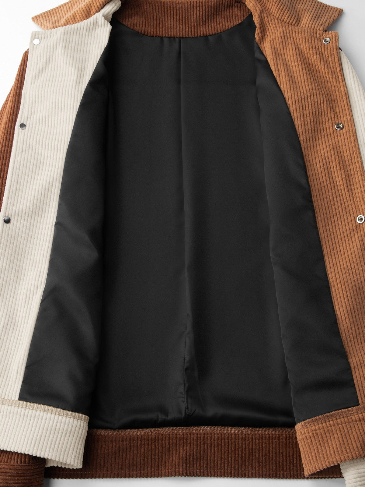 Men's Colourblock Corduroy Utility Jacket – Relaxed Snap-Button Overshirt with Chest Pockets for Autumn and Casual Streetwear