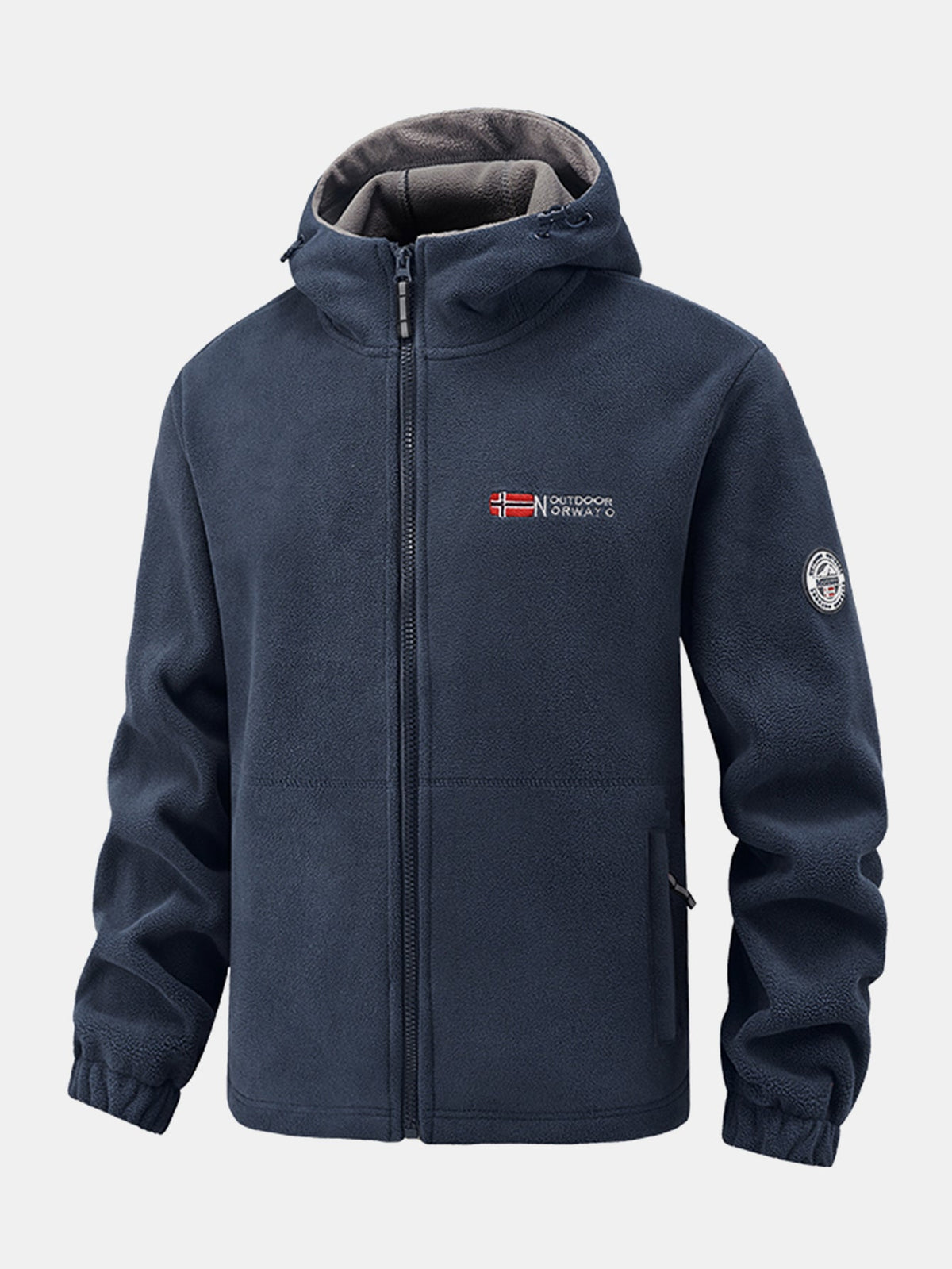 Men's Hooded Polar Fleece Jacket – Warm Full Zip Outdoor Layer with Zipped Pockets for Autumn and Winter