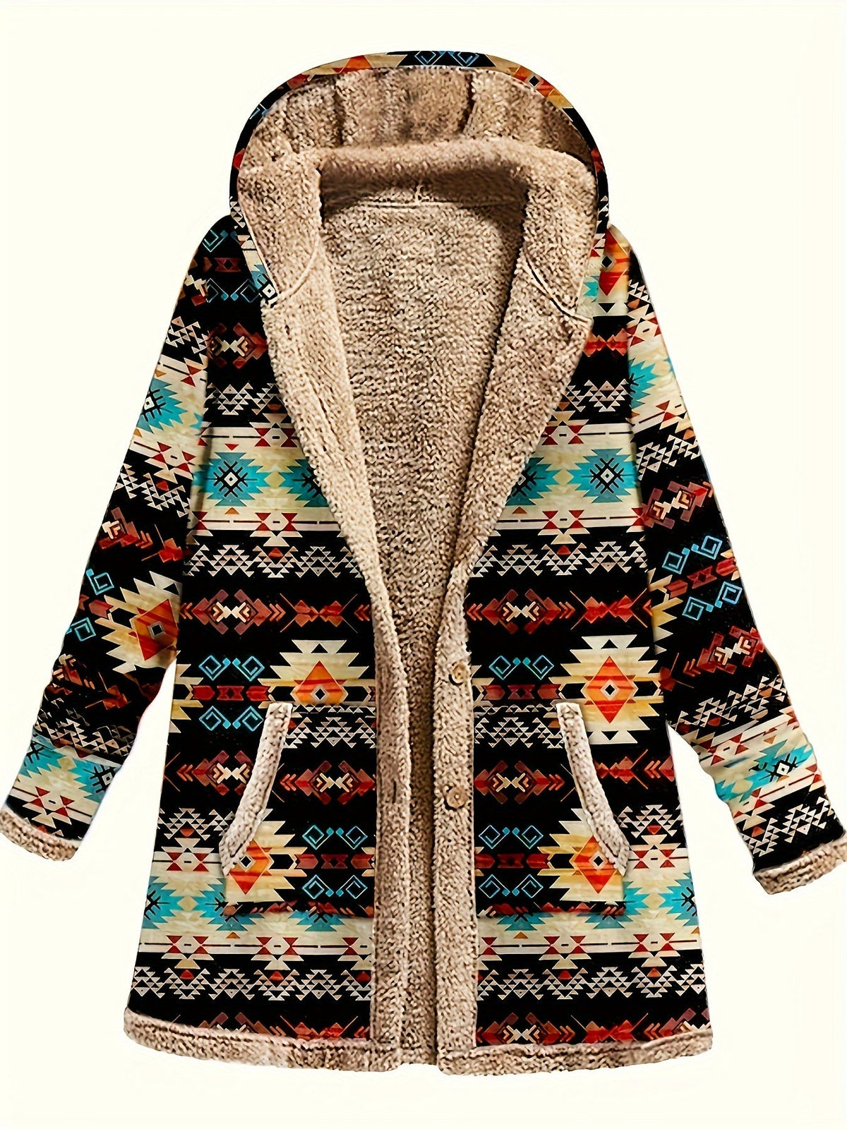 Mabel | Cozy Patterned Hooded Coat