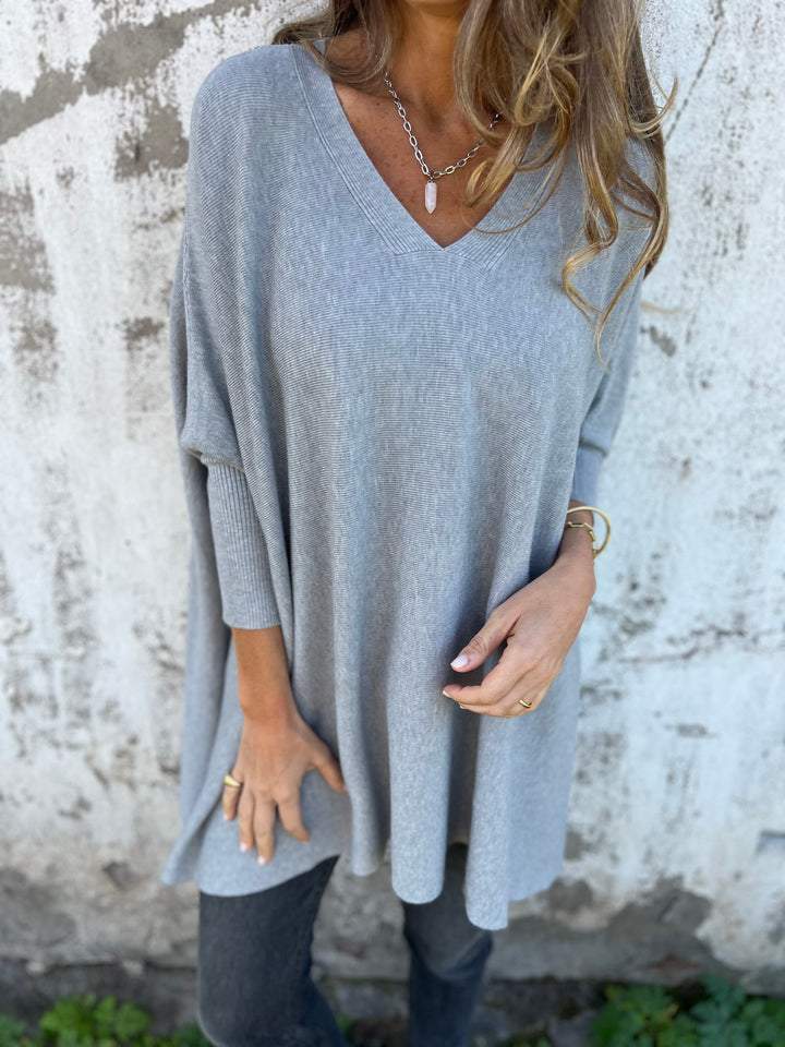 Althea | Oversized V-Neck Tunic Sweater
