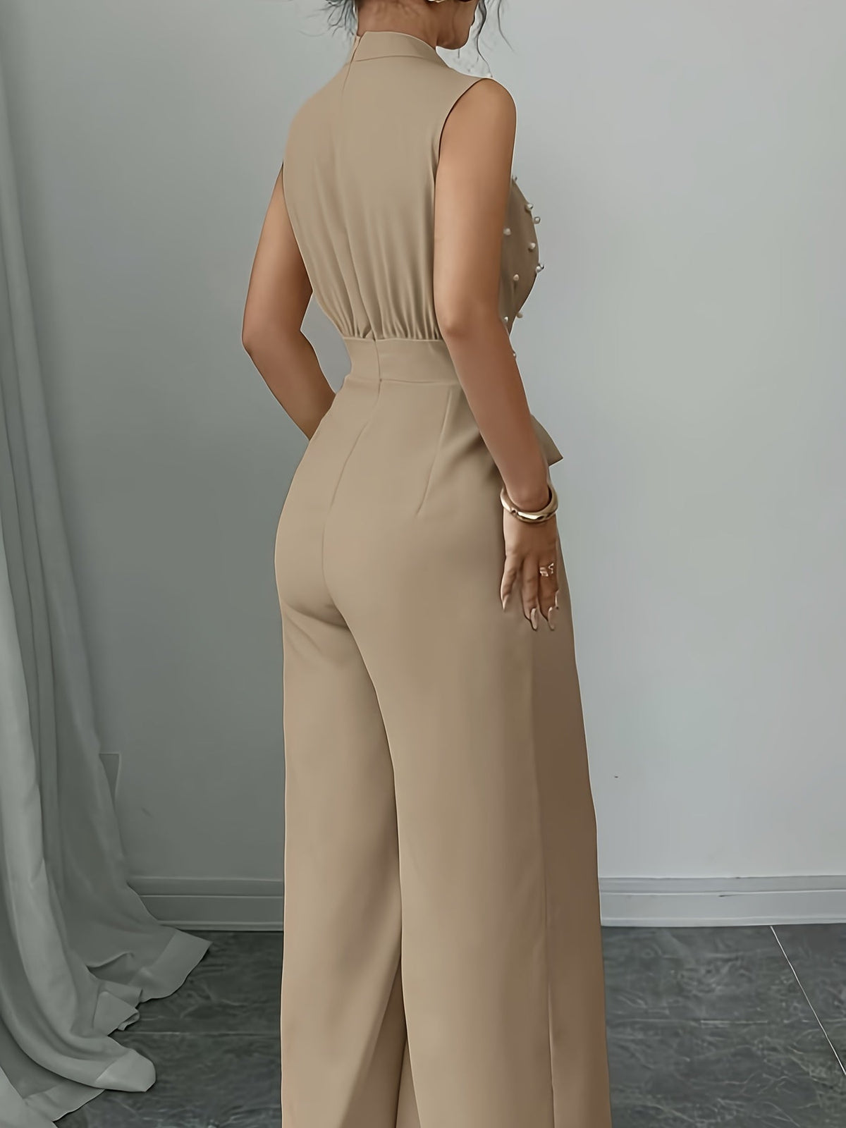 Women's Wide Leg Jumpsuit with Embellished Bodice
