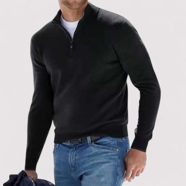 Men’s Quarter-Zip Sweater with Stand Collar