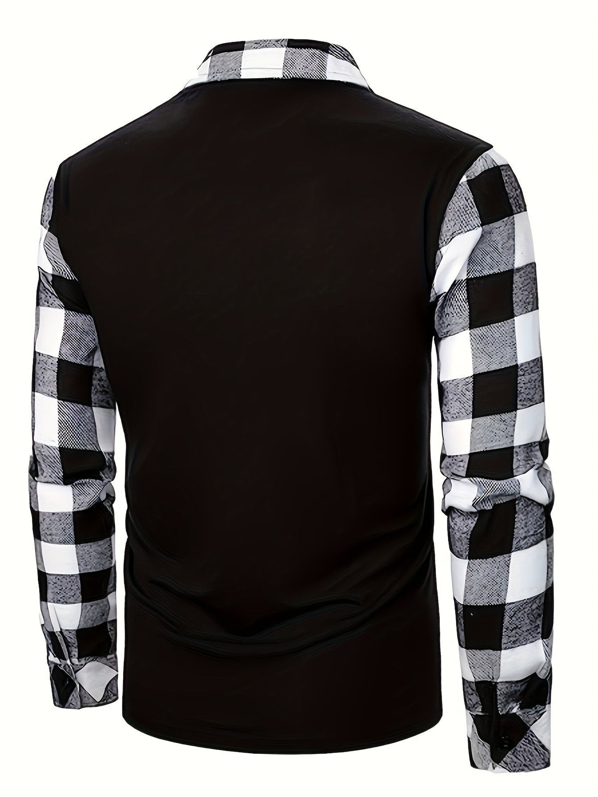 Men's Half-Zip Checked Shirt | Contrast Sleeve Design