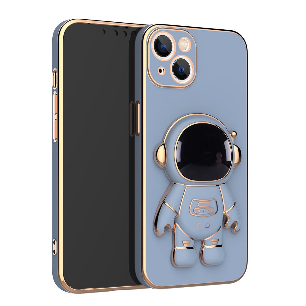3D Astronaut Iphone Case with Electroplated Gold Trim and Kickstand Bracket Magnetic Phone Wallet
