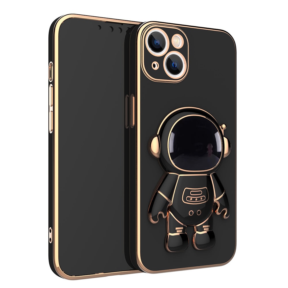 3D Astronaut Iphone Case with Electroplated Gold Trim and Kickstand Bracket Magnetic Phone Wallet