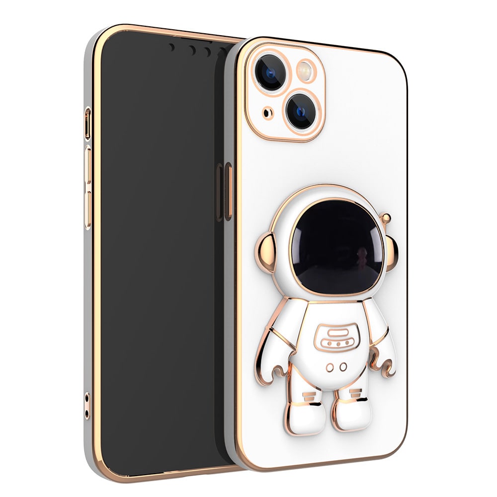 3D Astronaut Iphone Case with Electroplated Gold Trim and Kickstand Bracket Magnetic Phone Wallet