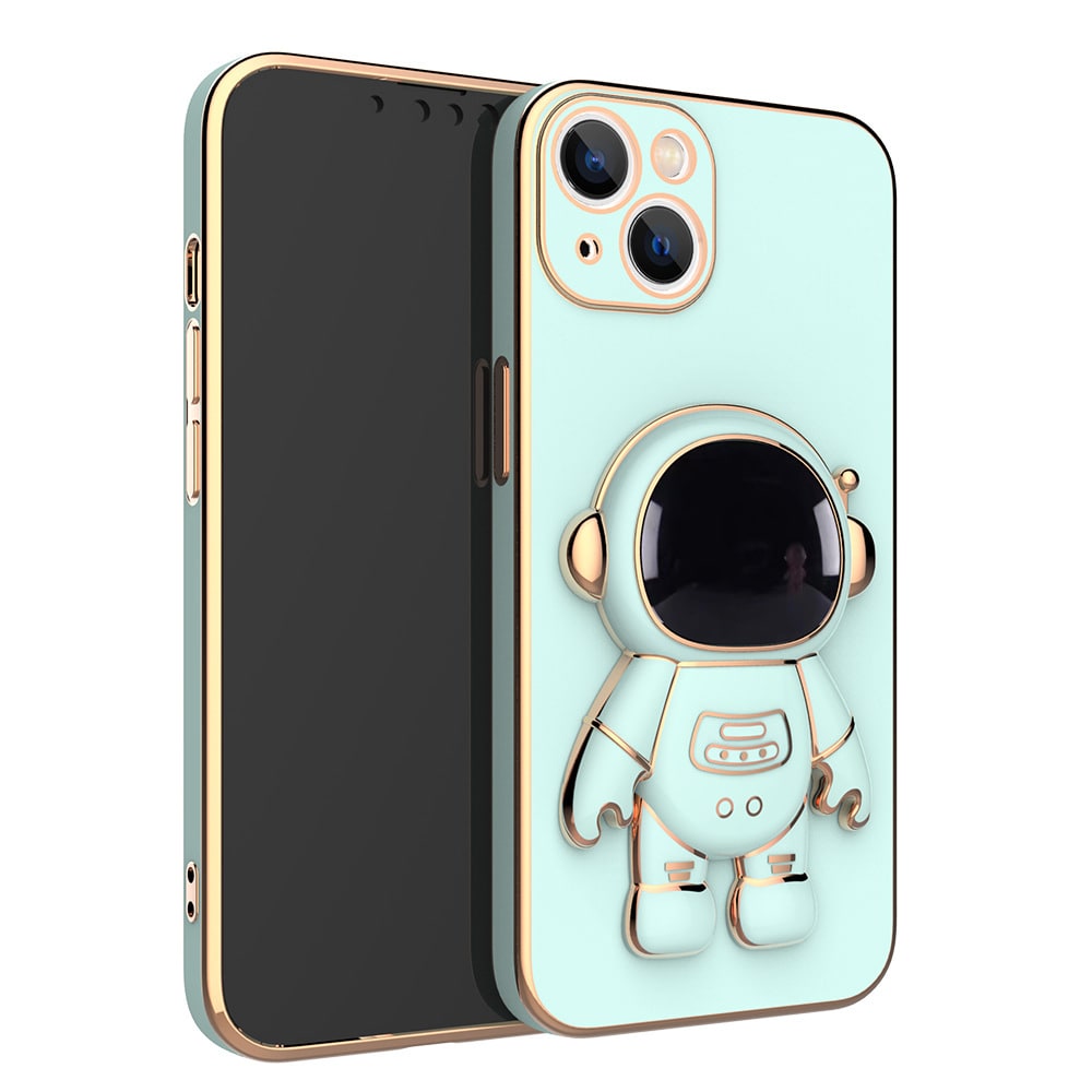 3D Astronaut Iphone Case with Electroplated Gold Trim and Kickstand Bracket Magnetic Phone Wallet