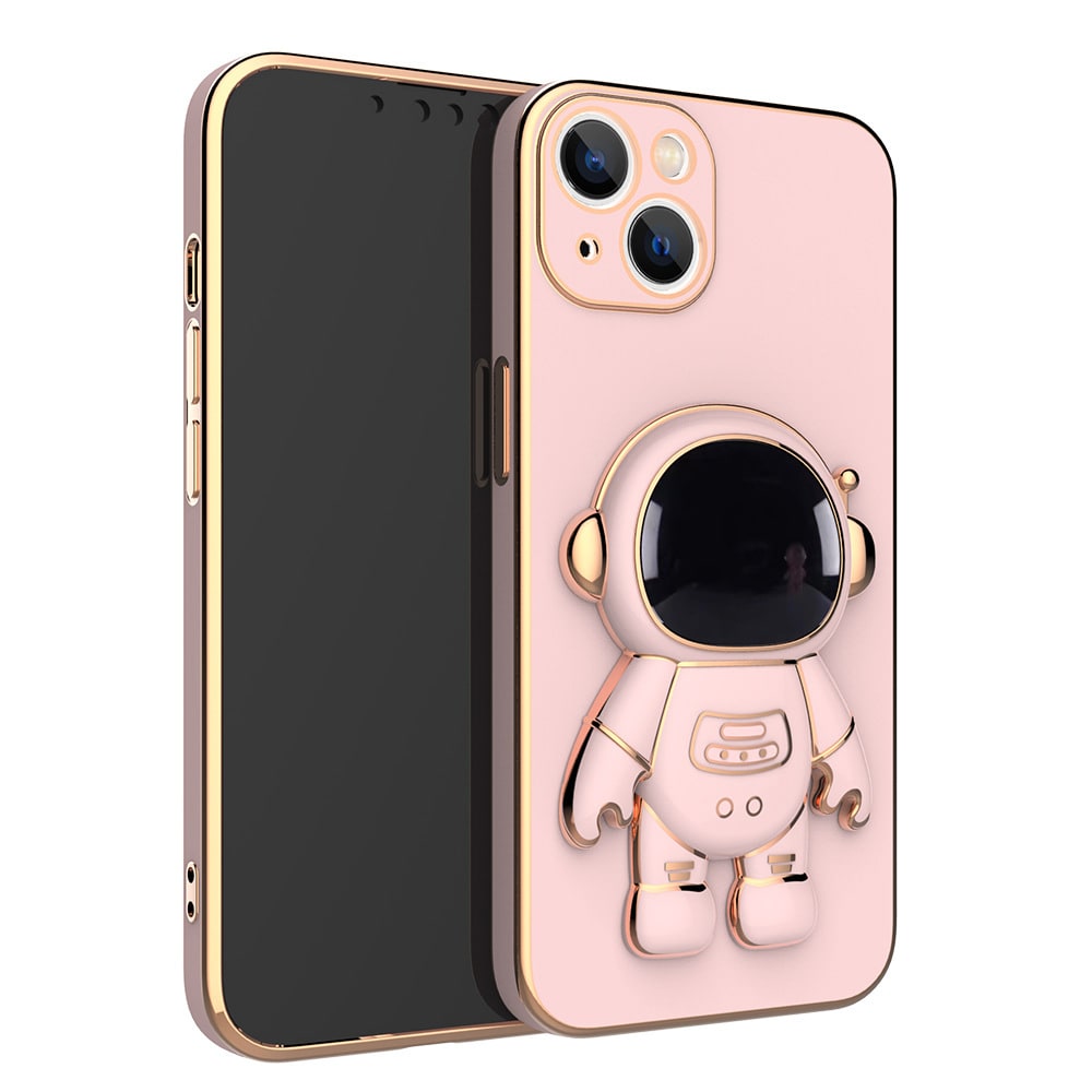 3D Astronaut Iphone Case with Electroplated Gold Trim and Kickstand Bracket Magnetic Phone Wallet