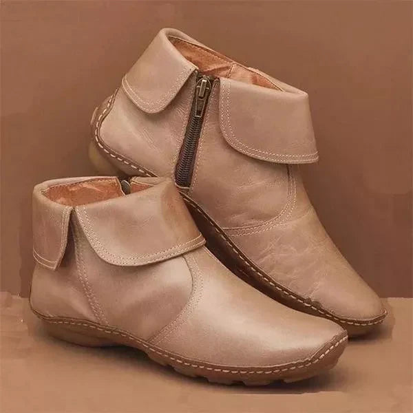 Camilla | Vintage-Style Contrast Stitching Ankle Boots