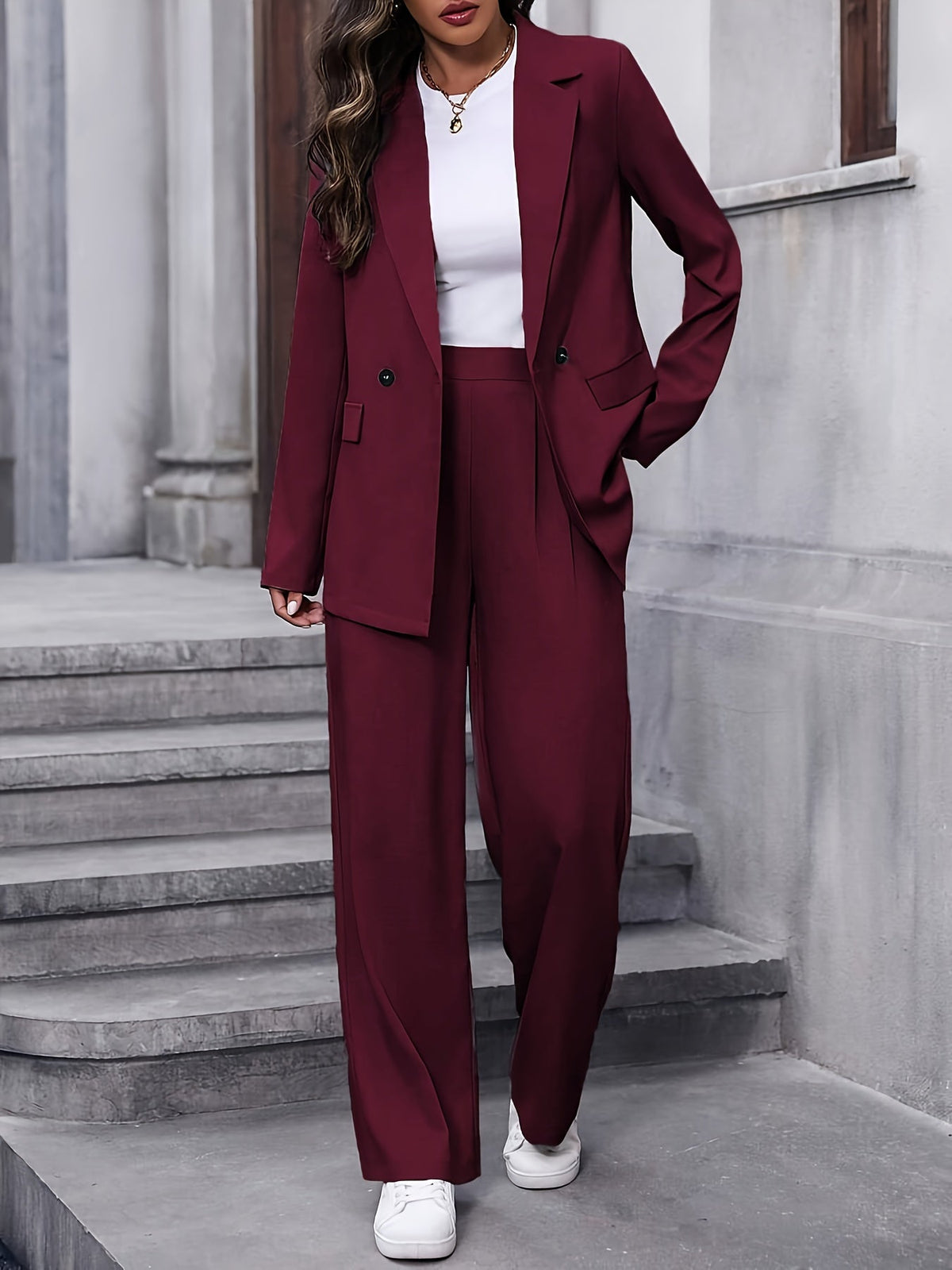 Women’s Relaxed Blazer & Wide-Leg Trouser Set