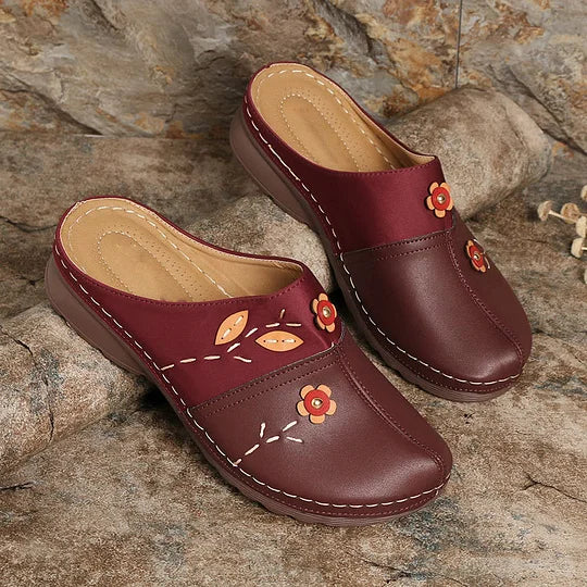 Liubov | Floral Appliqué Slip-On Clogs
