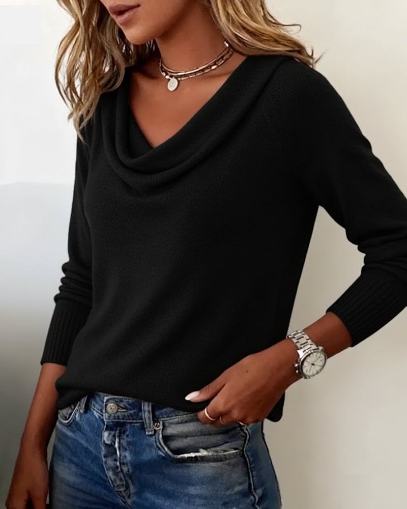 Adeline Women's Elegant Cowl Neck Knit Sweater