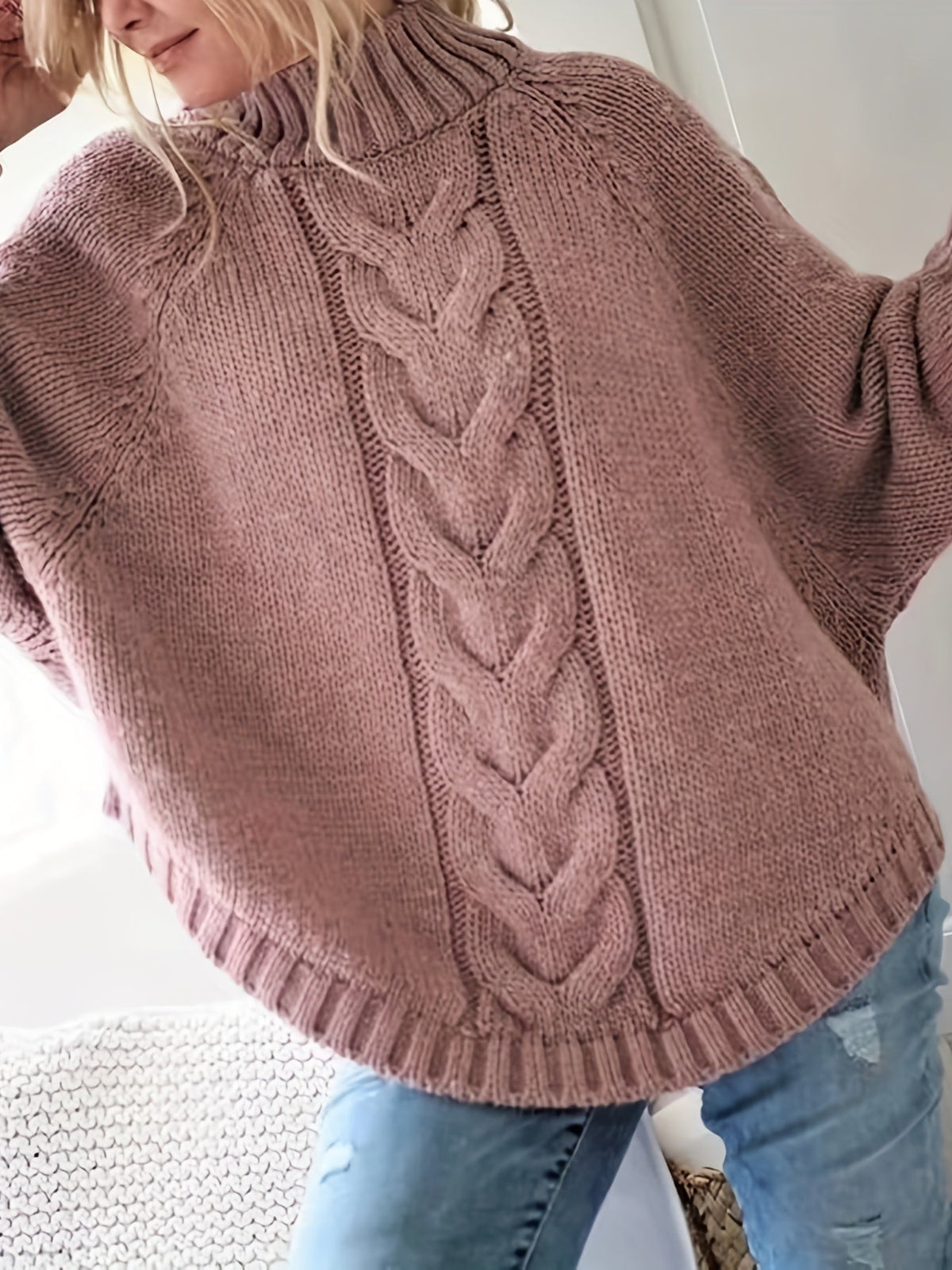 Gwendolyn | Cable Knit High Neck Winter Turtleneck Sweater