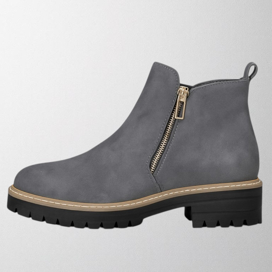 Griet | Side Zipper Closure Rounded Toe Ankle Boots