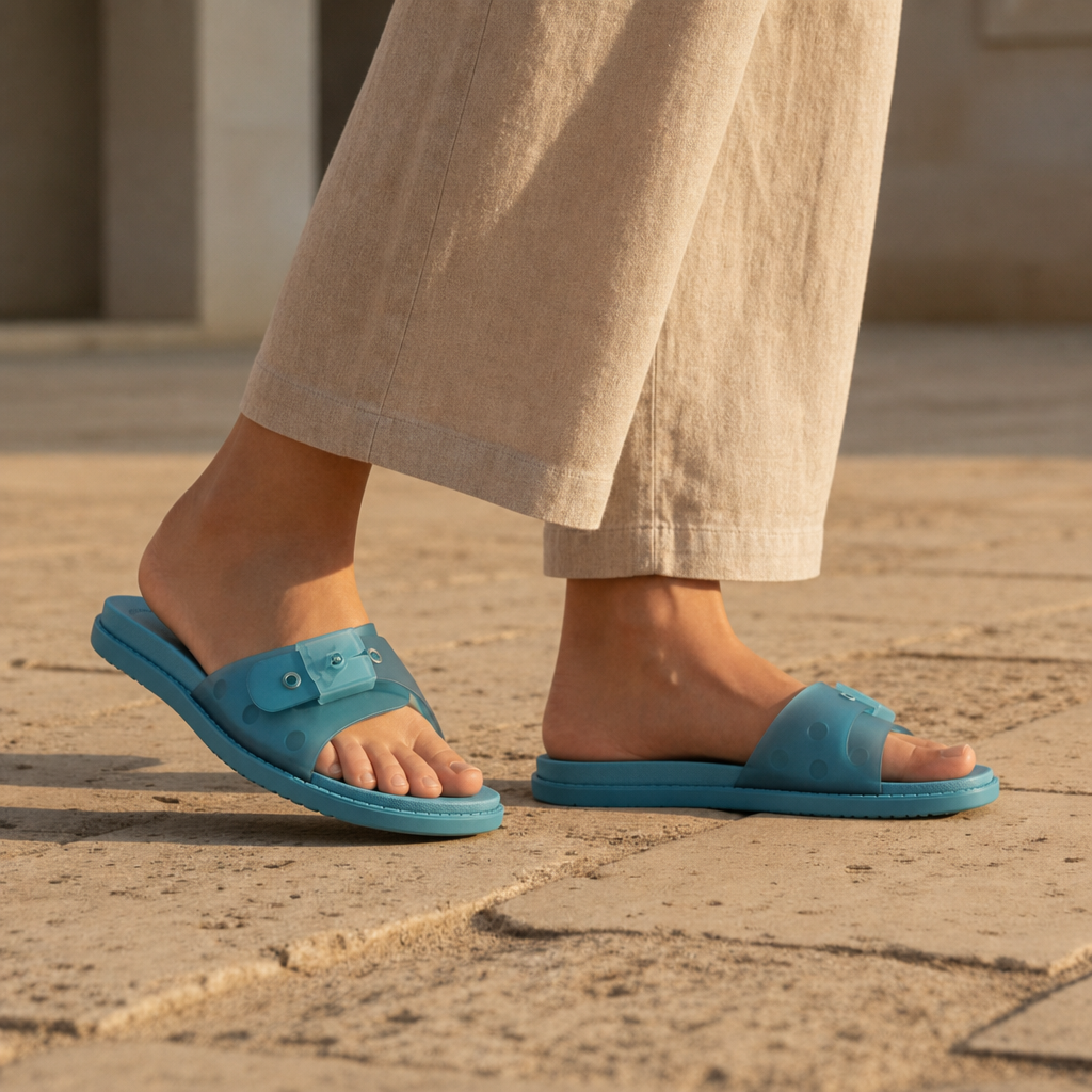 Mougins Studded Buckle Slide Sandals