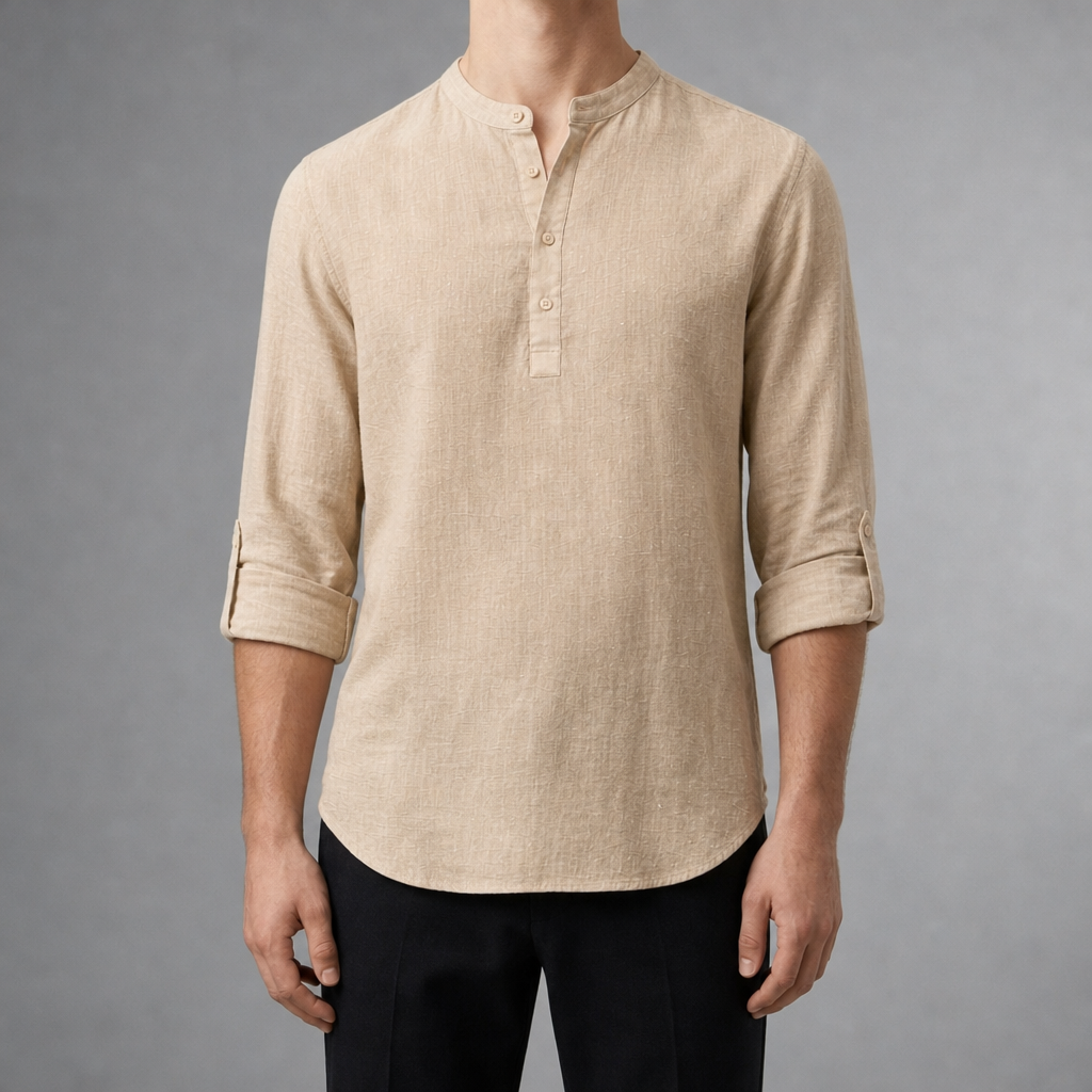 Perugia Linen Grandad Henley Shirt